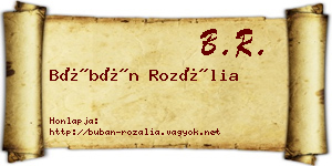 Búbán Rozália névjegykártya